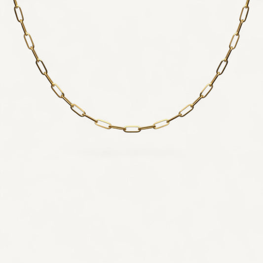 10K Yellow Gold Tempo Essential Paperclip Chain Necklace - 4mm flat links