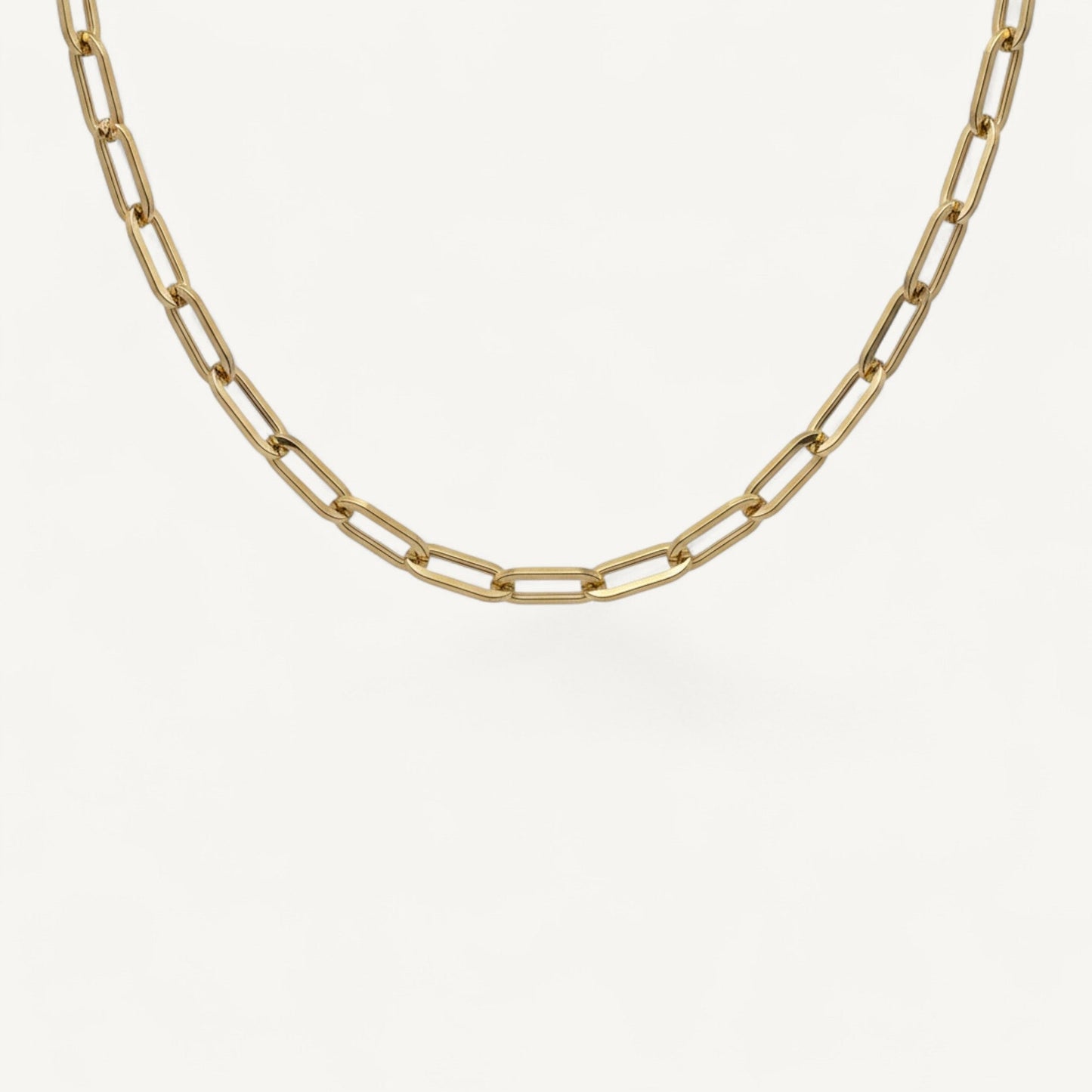 10K Yellow Gold Tempo Prominent Paperclip Chain Necklace - 8mm flat links