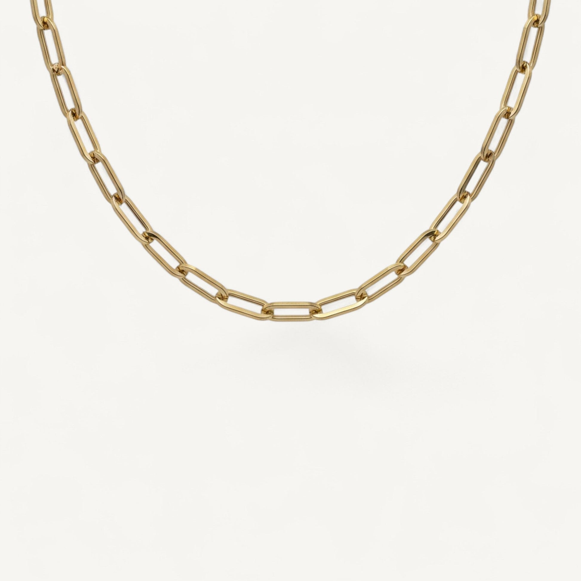 10K Yellow Gold Tempo Prominent Paperclip Chain Necklace - 8mm flat links
