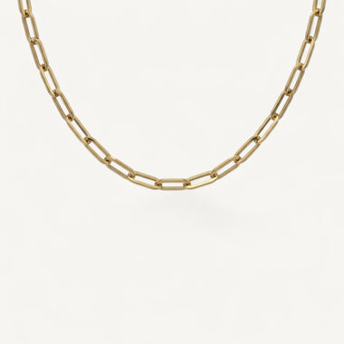 Men's 10K Yellow Gold Tempo Prominent Paperclip Chain Necklace (20–26")