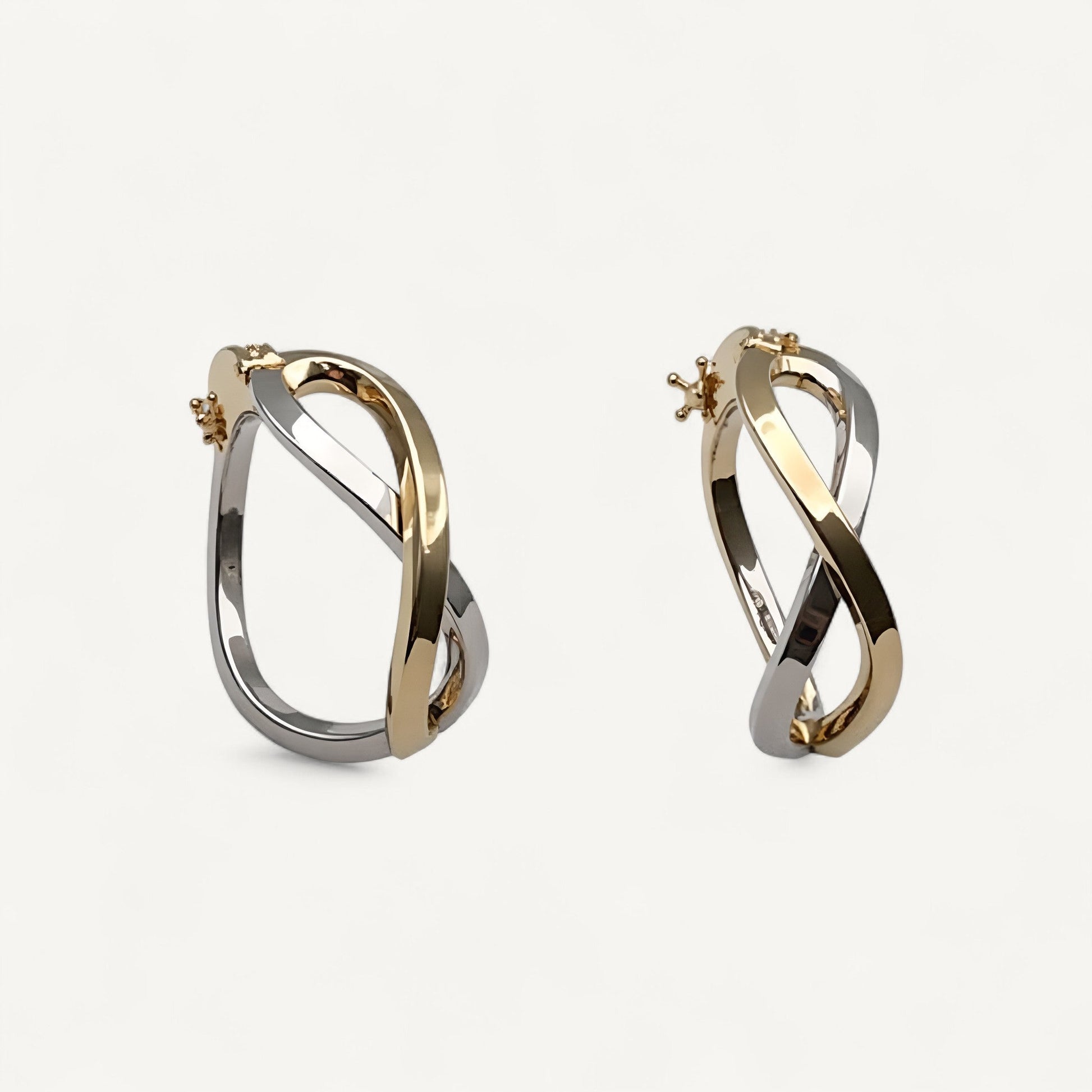 10K Yellow Gold Union Gleam Hoop Earrings - two-tone intertwined polished hoops