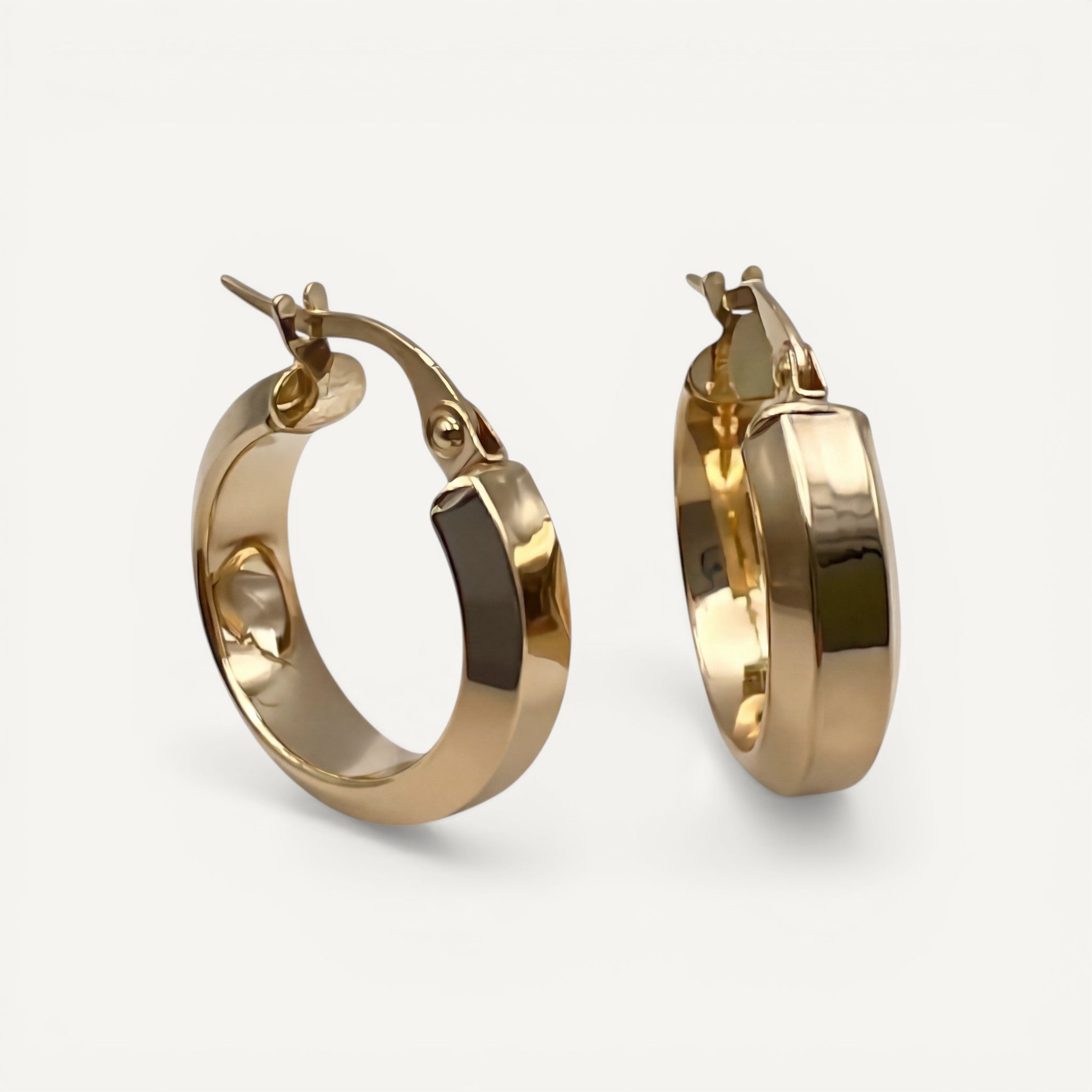 10K Yellow Gold Veridia Grace Hoop Earrings - flat-sided polished 17mm hoops