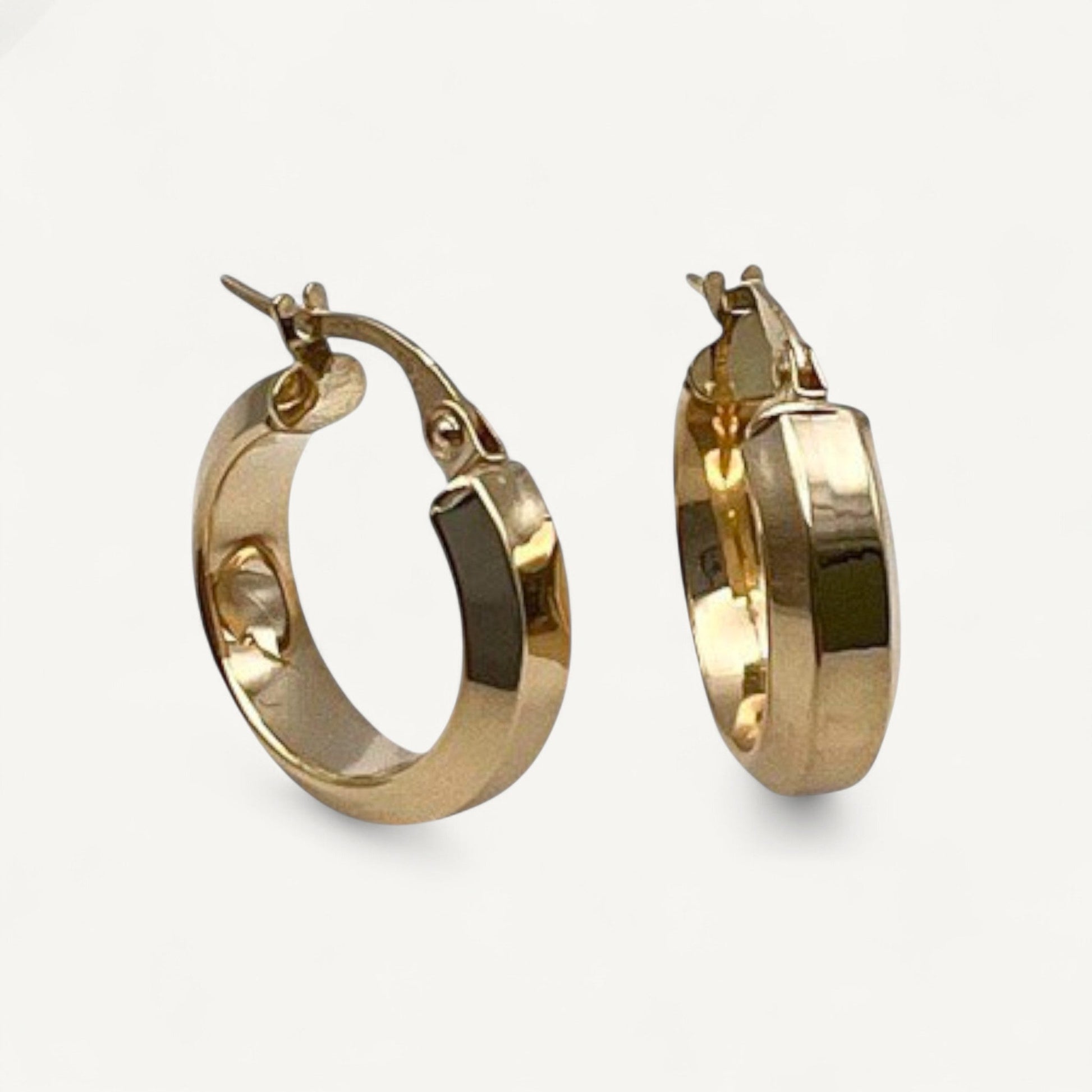10K Yellow Gold Veridia Grace Hoop Earrings - flat-sided polished 17mm hoops