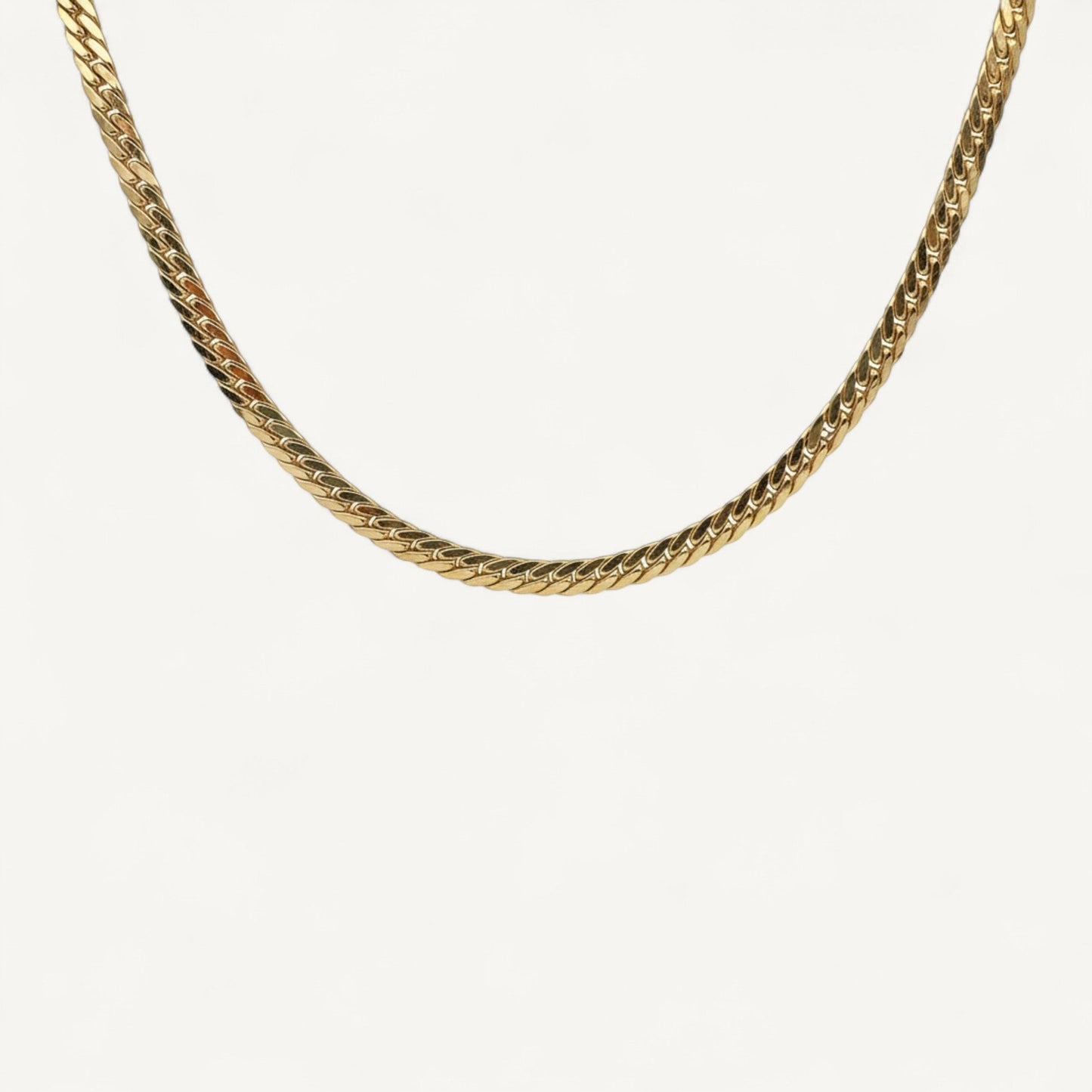 10K Yellow Gold Veritas Bold Curb Chain Necklace - 5.8mm gourmette links