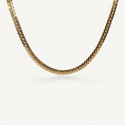 10K Yellow Gold Veritas Majestic Curb Chain Necklace - 8.2mm gourmette links
