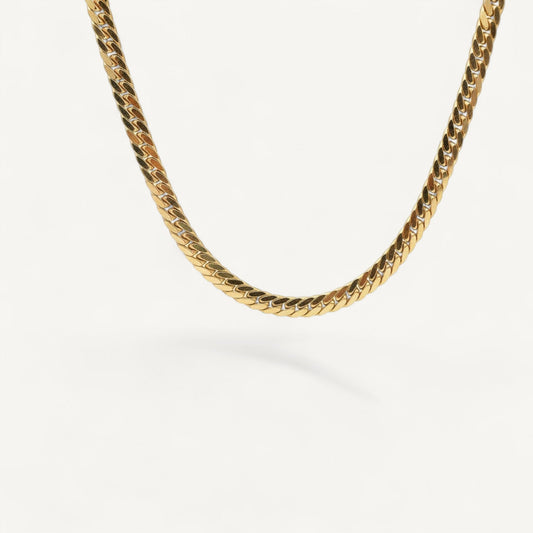 10K Yellow Gold Veritas Substantial Curb Chain Necklace - 6.8mm gourmette links