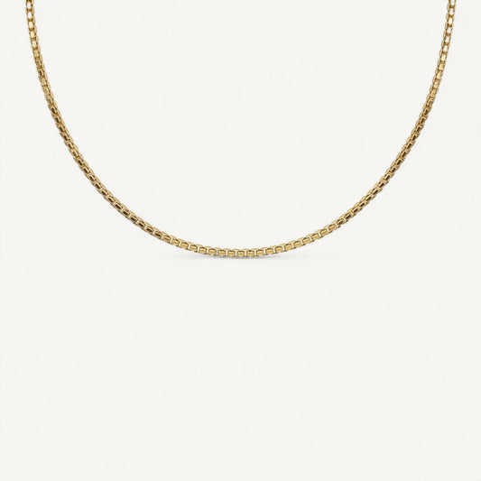 10K Yellow Gold Verve Essential Box Chain Necklace - 3mm Venetian chain