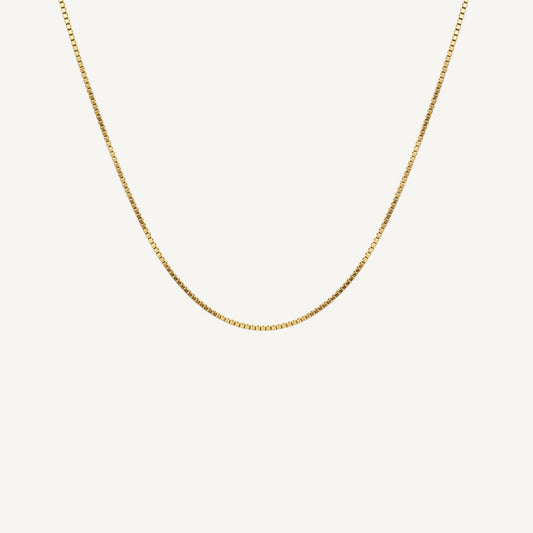 10K Yellow Gold Verve Petite Box Chain Necklace - 1.8mm Venetian chain