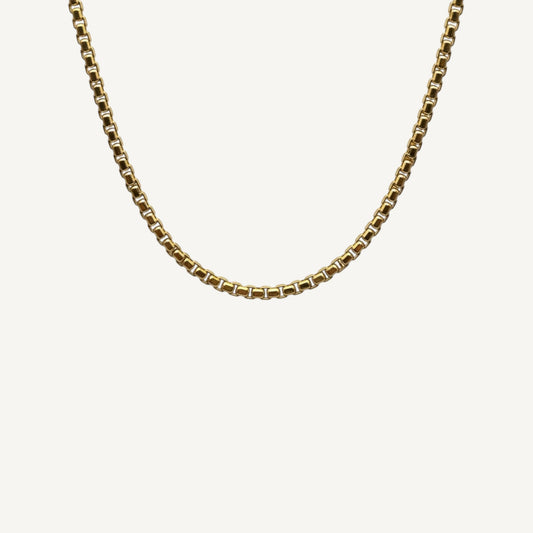 10K Yellow Gold Verve Prominent Box Chain Necklace - 5mm Venetian chain