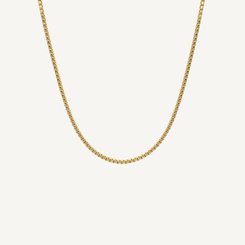 10K Yellow Gold Verve Timeless Box Chain Necklace - 3.5mm Venetian chain
