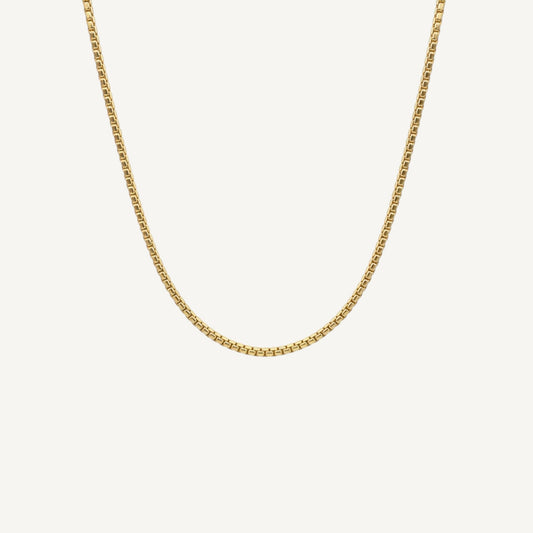10K Yellow Gold Verve Timeless Box Chain Necklace - 3.5mm Venetian chain